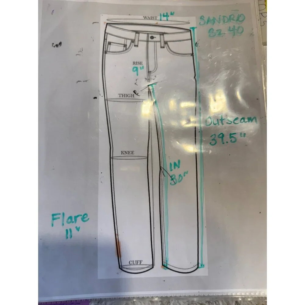 Sandro Wide Leg Jeans P3316-E Light Blue Denim Retro Jeans Size 40/L - Picture 9 of 9